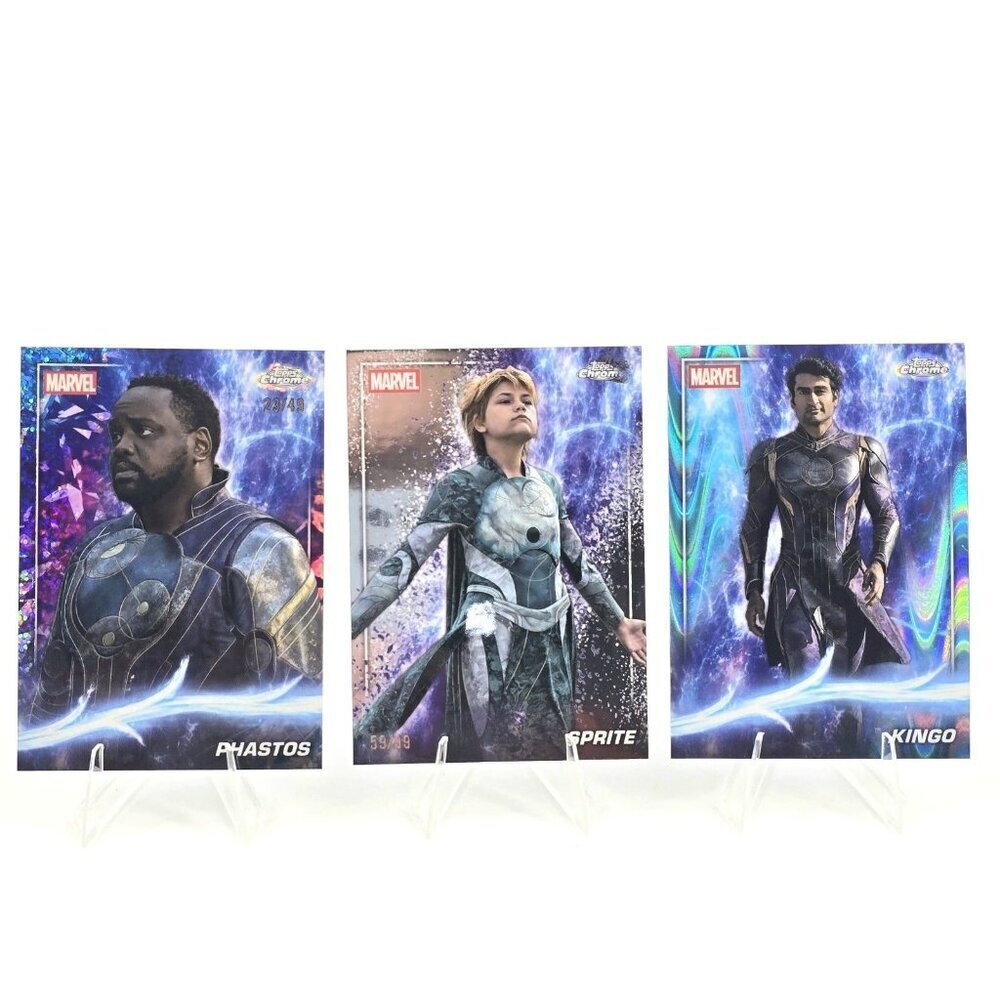 2025 Topps Chrome Marvel Studios Eternals Card Lot Phastos Sprite Kingo